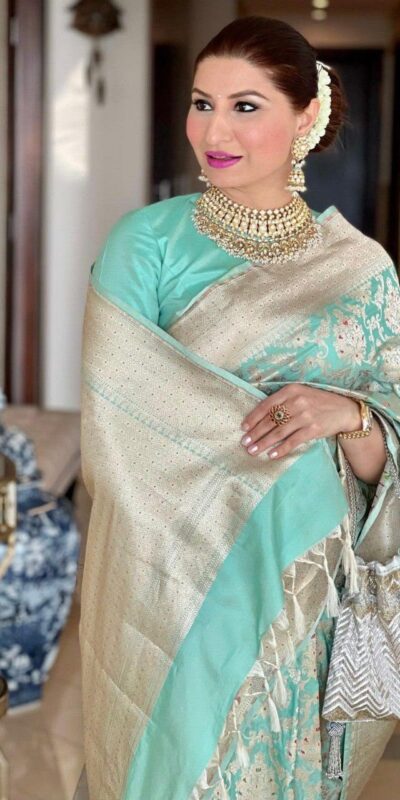 KPR 242 Sea Green Soft Lichi Silk Saree with Lace Work & Lace Border. Introductory Price ₹1649. Delivery 4-6 Working Days. Shop now. | Sarees, Bollywood Sarees, Creative Sarees, Designer Sarees, Embroidered Sarees, Ethnic Saree, Modern Digital sarees, Party Wear Sarees