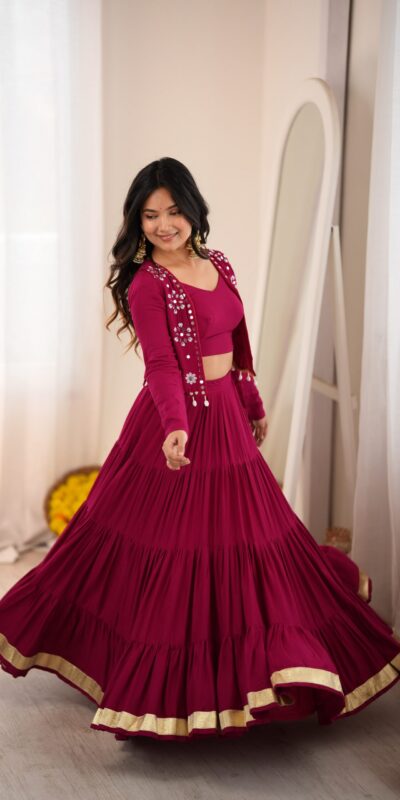 SP 94 Maroon Color Rayon Embroidery Work & Cowrie Work Lehenga Choli . Grab it for ₹2899. Delivery 4-6 Working Days. Shop now. | Lehenga, Bollywood Lehenga, Creative Lehenga, Designer Lehenga, Embroidered Lehenga, Party Wear Lehenga