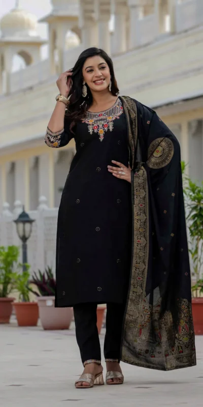 Alternative view of Nice Black Roman Silk Sequins Work Salwar Suit