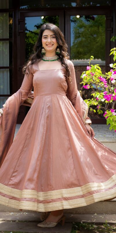 ND 5078 Brown Vichitra Salwar Suit with Sequins Work & Embroidery Work. Available at ₹2449 only. Delivery 4-6 Working Days. Shop now. | Anarkali Suits, Bollywood Anarkali, Creative-Anarkali, Designer Anarkali, Embroidered Anarkali, Party Wear Anarkali