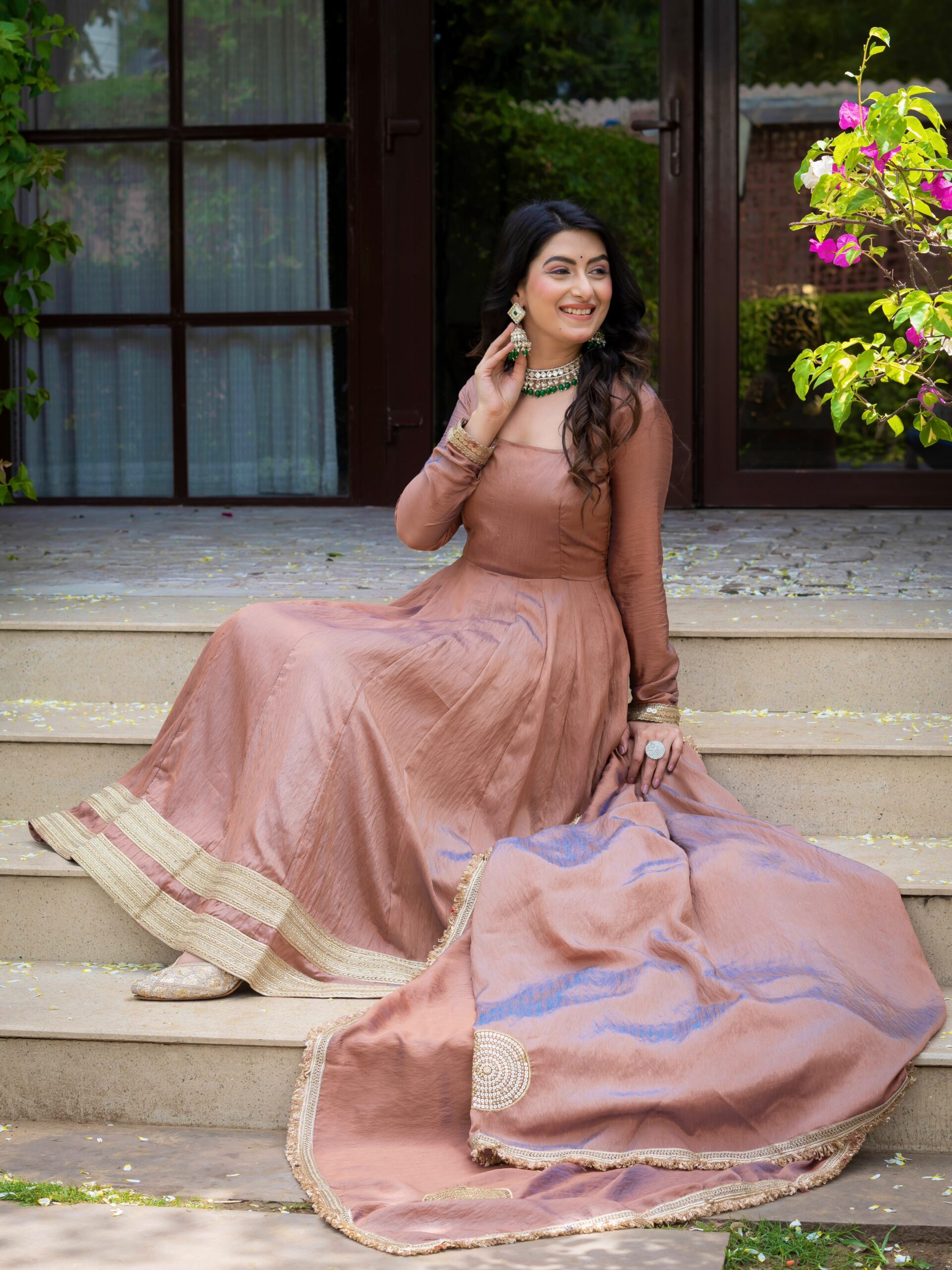 ND 5078 Brown Vichitra Salwar Suit with Sequins Work & Embroidery Work. Available at ₹2449 only. Delivery 4-6 Working Days. Shop now. | Anarkali Suits, Bollywood Anarkali, Creative-Anarkali, Designer Anarkali, Embroidered Anarkali, Party Wear Anarkali