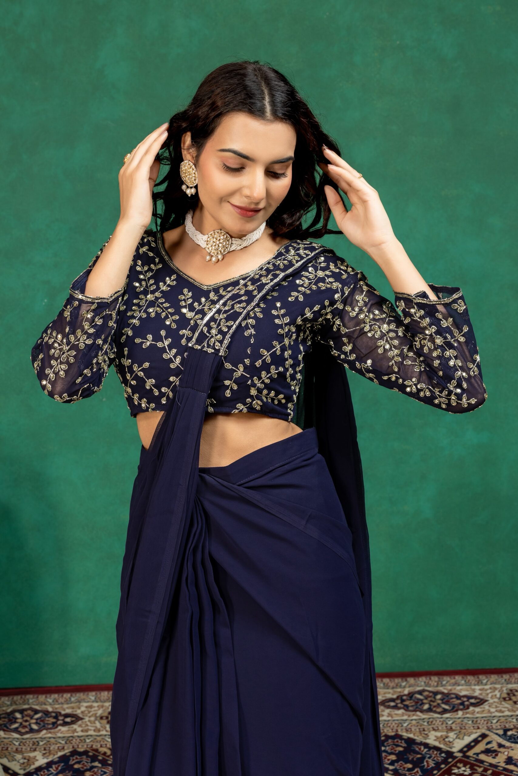 ST 1208 Navy Blue Color Faux Georgette Embroidery Sequins Work Saree Casual, Wedding, Festive, Events . Expected Delivery 4-6 Working Days @2099/- only | Sarees, Bollywood Sarees, Creative Sarees, Designer Sarees, Embroidered Sarees, Ethnic Saree, Modern Digital sarees, Party Wear Sarees