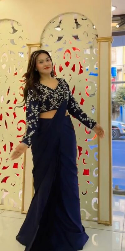 ST 1208 Navy Blue Color Faux Georgette Embroidery Sequins Work Saree Casual, Wedding, Festive, Events . Expected Delivery 4-6 Working Days @2099/- only | Sarees, Bollywood Sarees, Creative Sarees, Designer Sarees, Embroidered Sarees, Ethnic Saree, Modern Digital sarees, Party Wear Sarees