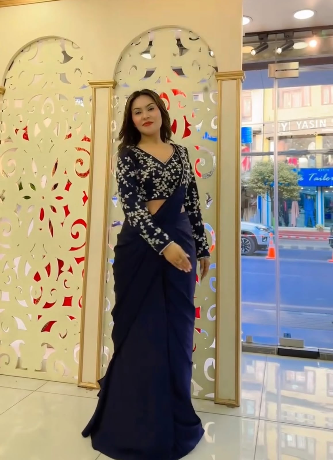 ST 1208 Navy Blue Color Faux Georgette Embroidery Sequins Work Saree Casual, Wedding, Festive, Events . Expected Delivery 4-6 Working Days @2099/- only | Sarees, Bollywood Sarees, Creative Sarees, Designer Sarees, Embroidered Sarees, Ethnic Saree, Modern Digital sarees, Party Wear Sarees