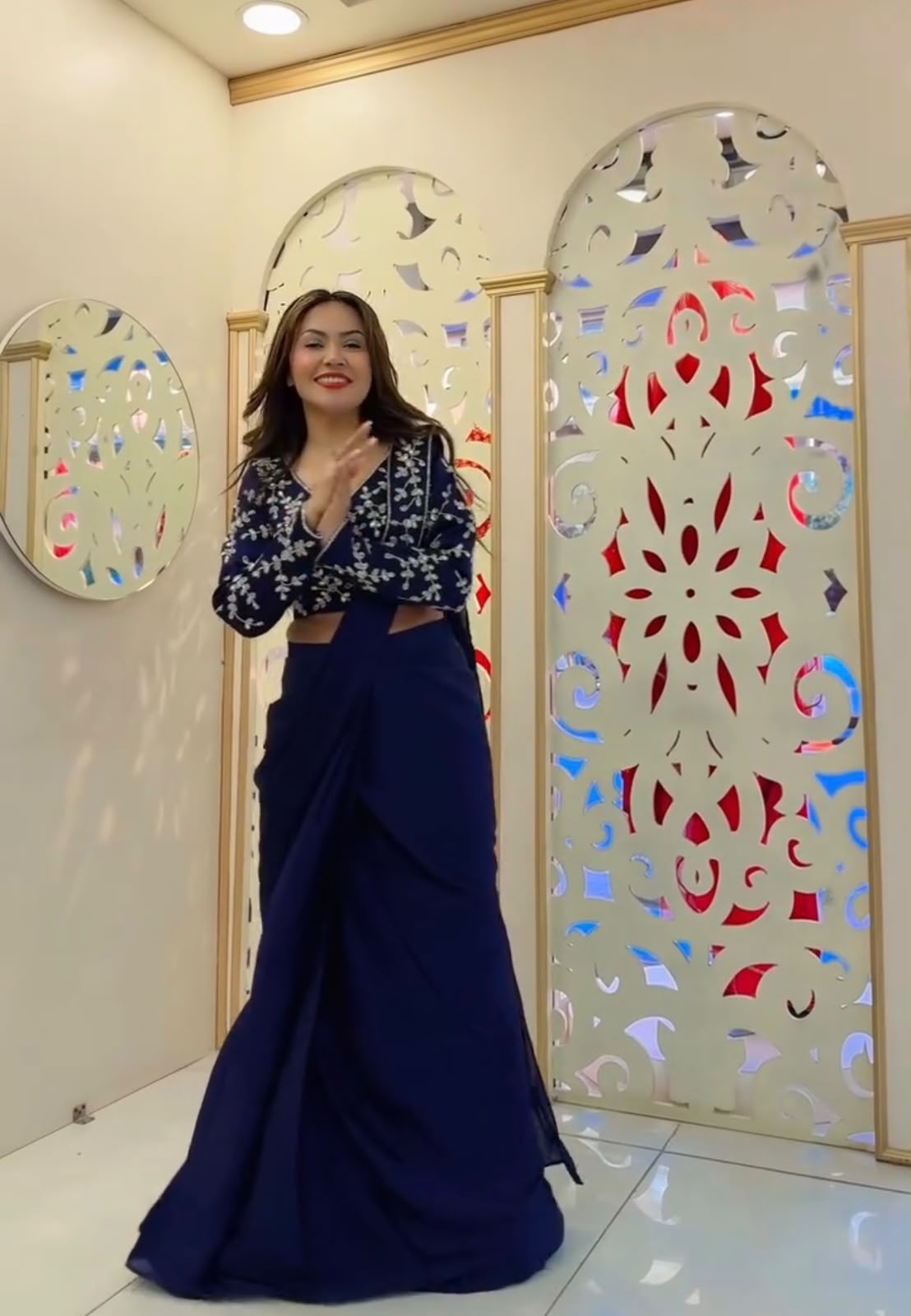 ST 1208 Navy Blue Color Faux Georgette Embroidery Sequins Work Saree Casual, Wedding, Festive, Events . Expected Delivery 4-6 Working Days @2099/- only | Sarees, Bollywood Sarees, Creative Sarees, Designer Sarees, Embroidered Sarees, Ethnic Saree, Modern Digital sarees, Party Wear Sarees