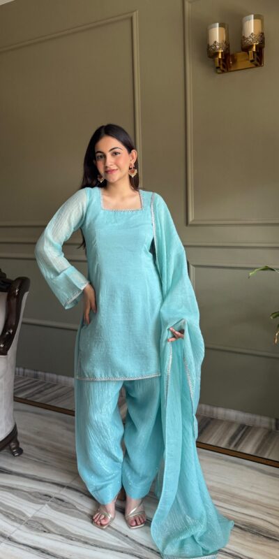 KB 297 Sky Blue Crunchy Silk Salwar Suit with Embroidery Work. Wedding, Party, Festive, Events Best Price ₹2029. Delivery 4-6 Working Days. Shop now. | Jump Suits, Salwar suit, Casual Suits, Creative suits, Designer Suits, Palazzo Suits, Party Wear Suits, Patiala Suits, Straight Suits