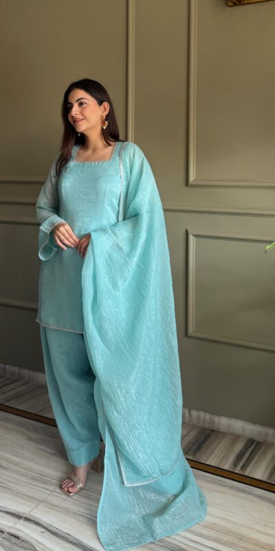 KB 297 Sky Blue Crunchy Silk Salwar Suit with Embroidery Work. Wedding, Party, Festive, Events Best Price ₹2029. Delivery 4-6 Working Days. Shop now. | Jump Suits, Salwar suit, Casual Suits, Creative suits, Designer Suits, Palazzo Suits, Party Wear Suits, Patiala Suits, Straight Suits