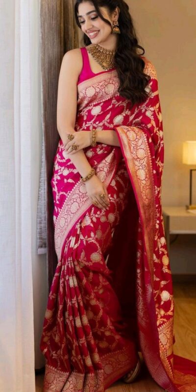 KP 6016 Pink Color Soft Lichi Silk Jacquard On All Over Saree Casual, Party Wear, Wedding, Events Etc. Expected Delivery 4-6 Working Days @1549/- | Sarees, Bollywood Sarees, Creative Sarees, Designer Sarees, Embroidered Sarees, Ethnic Saree, Modern Digital sarees, Party Wear Sarees