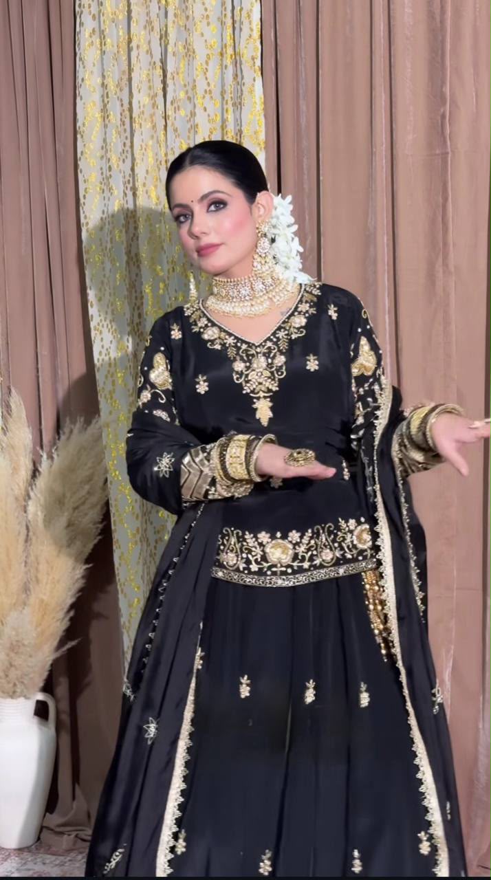 MD 3039 Black in Color Natural Crepe Embroidery Work Salwar Suit . Affordable Price ₹2399. Delivery 4-6 Working Days. Shop now. | Jump Suits, Salwar suit, Casual Suits, Creative suits, Designer Suits, Palazzo Suits, Party Wear Suits, Patiala Suits, Straight Suits