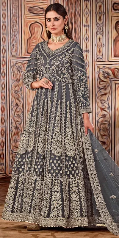 FC 2701 Grey Sequins Work & Embroidery Work Salwar Suitin Peach Butterfly Net. Grab it for ₹3149. Delivery 4-6 Working Days. Shop now. | Jump Suits, Salwar suit, Casual Suits, Creative suits, Designer Suits, Palazzo Suits, Party Wear Suits, Patiala Suits, Straight Suits