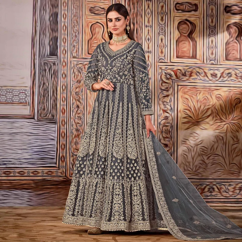 FC 2701 Grey Sequins Work & Embroidery Work Salwar Suitin Peach Butterfly Net. Grab it for ₹3149. Delivery 4-6 Working Days. Shop now. | Jump Suits, Salwar suit, Casual Suits, Creative suits, Designer Suits, Palazzo Suits, Party Wear Suits, Patiala Suits, Straight Suits