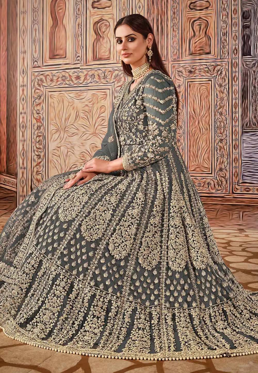 FC 2701 Grey Sequins Work & Embroidery Work Salwar Suitin Peach Butterfly Net. Grab it for ₹3149. Delivery 4-6 Working Days. Shop now. | Jump Suits, Salwar suit, Casual Suits, Creative suits, Designer Suits, Palazzo Suits, Party Wear Suits, Patiala Suits, Straight Suits