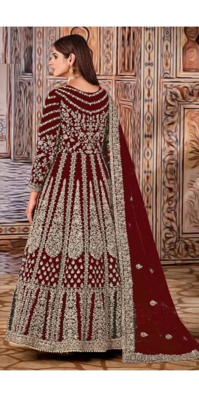 FC 2701 Maroon Sequins Work & Embroidery Work Salwar Suitin Peach Butterfly Net. Grab it for ₹3149. Delivery 4-6 Working Days. Shop now. | Jump Suits, Salwar suit, Casual Suits, Creative suits, Designer Suits, Palazzo Suits, Party Wear Suits, Patiala Suits, Straight Suits