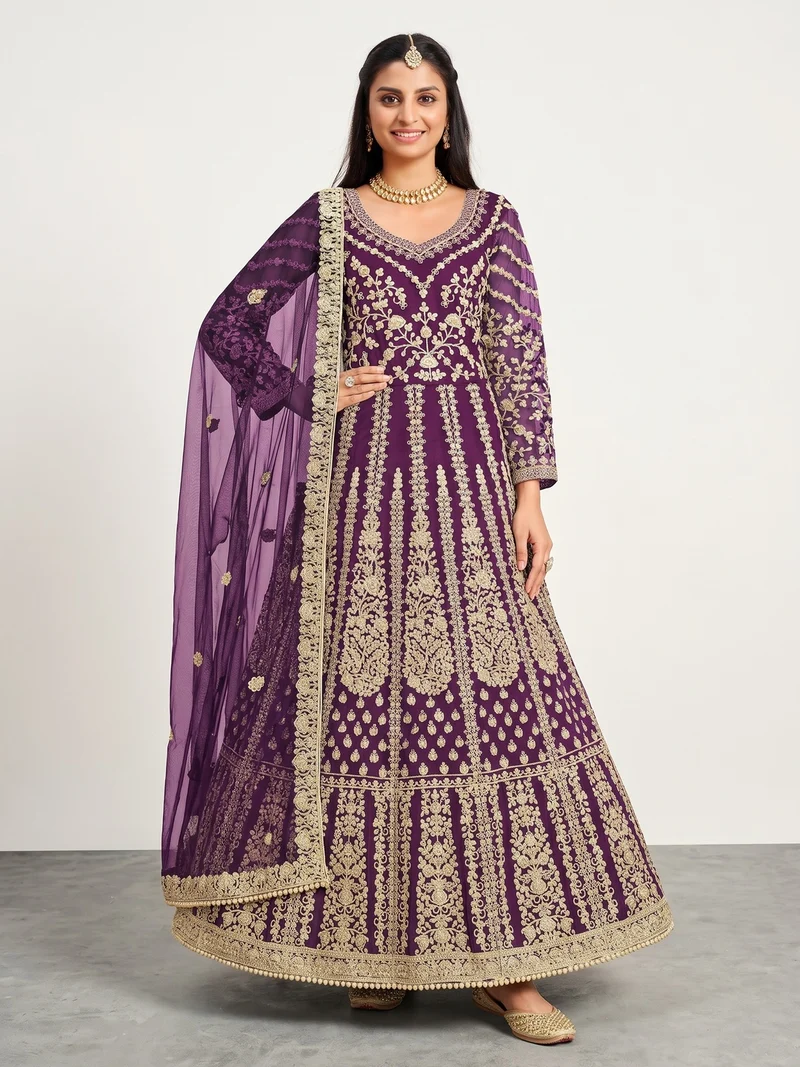 FC 2701 Purple Sequins Work & Embroidery Work Salwar Suiti Peach Butterfly Net. Grab it for ₹3149. Delivery 4-6 Working Days. Shop now. | Jump Suits, Salwar suit, Casual Suits, Creative suits, Designer Suits, Palazzo Suits, Party Wear Suits, Patiala Suits, Straight Suits
