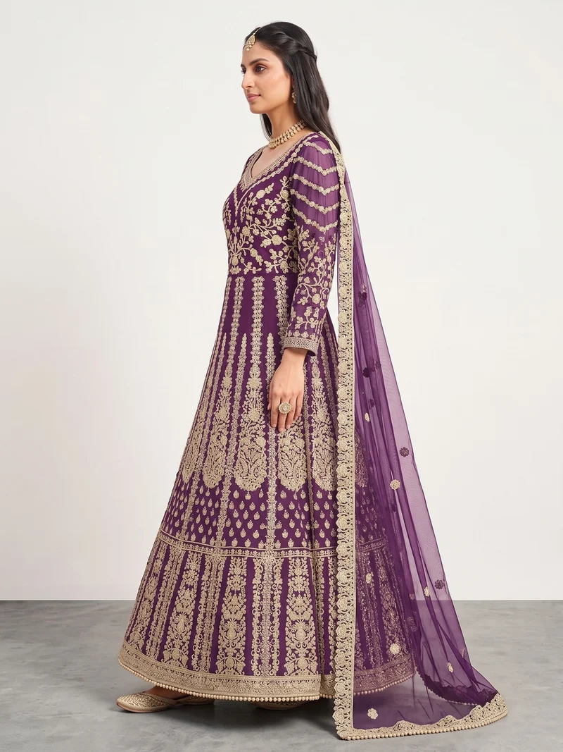 FC 2701 Purple Sequins Work & Embroidery Work Salwar Suiti Peach Butterfly Net. Grab it for ₹3149. Delivery 4-6 Working Days. Shop now. | Jump Suits, Salwar suit, Casual Suits, Creative suits, Designer Suits, Palazzo Suits, Party Wear Suits, Patiala Suits, Straight Suits