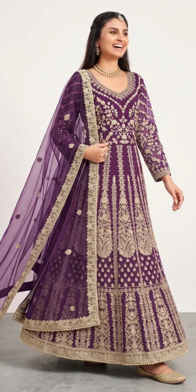 FC 2701 Purple Sequins Work & Embroidery Work Salwar Suiti Peach Butterfly Net. Grab it for ₹3149. Delivery 4-6 Working Days. Shop now. | Jump Suits, Salwar suit, Casual Suits, Creative suits, Designer Suits, Palazzo Suits, Party Wear Suits, Patiala Suits, Straight Suits