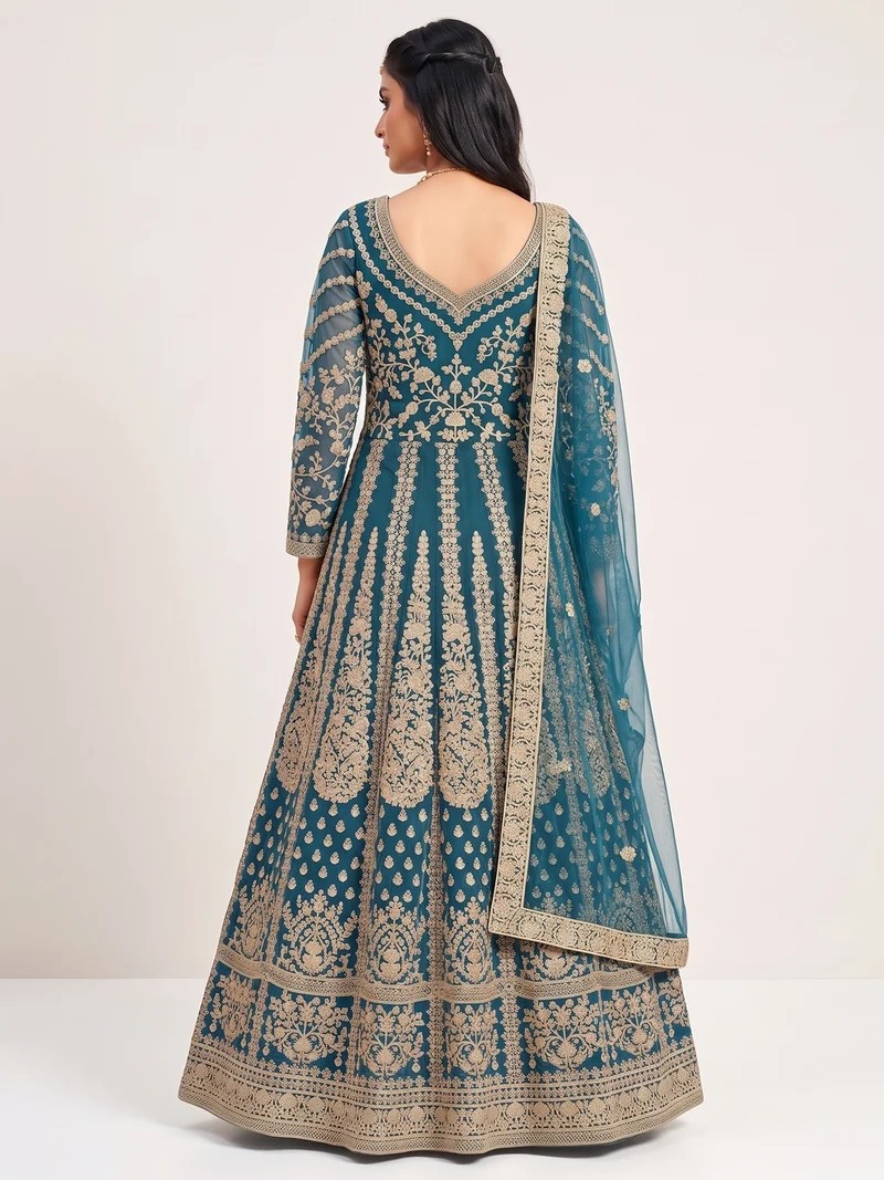 FC 2701 Teal Sequins Work & Embroidery Work Salwar Suitin Peach Butterfly Net. Grab it for ₹3149. Delivery 4-6 Working Days. Shop now. | Jump Suits, Salwar suit, Casual Suits, Creative suits, Designer Suits, Palazzo Suits, Party Wear Suits, Patiala Suits, Straight Suits