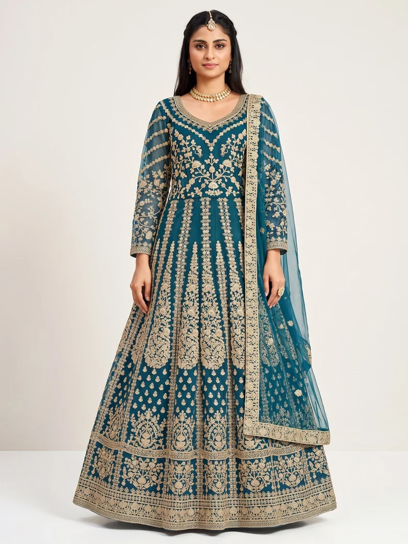 FC 2701 Teal Sequins Work & Embroidery Work Salwar Suitin Peach Butterfly Net. Grab it for ₹3149. Delivery 4-6 Working Days. Shop now. | Jump Suits, Salwar suit, Casual Suits, Creative suits, Designer Suits, Palazzo Suits, Party Wear Suits, Patiala Suits, Straight Suits