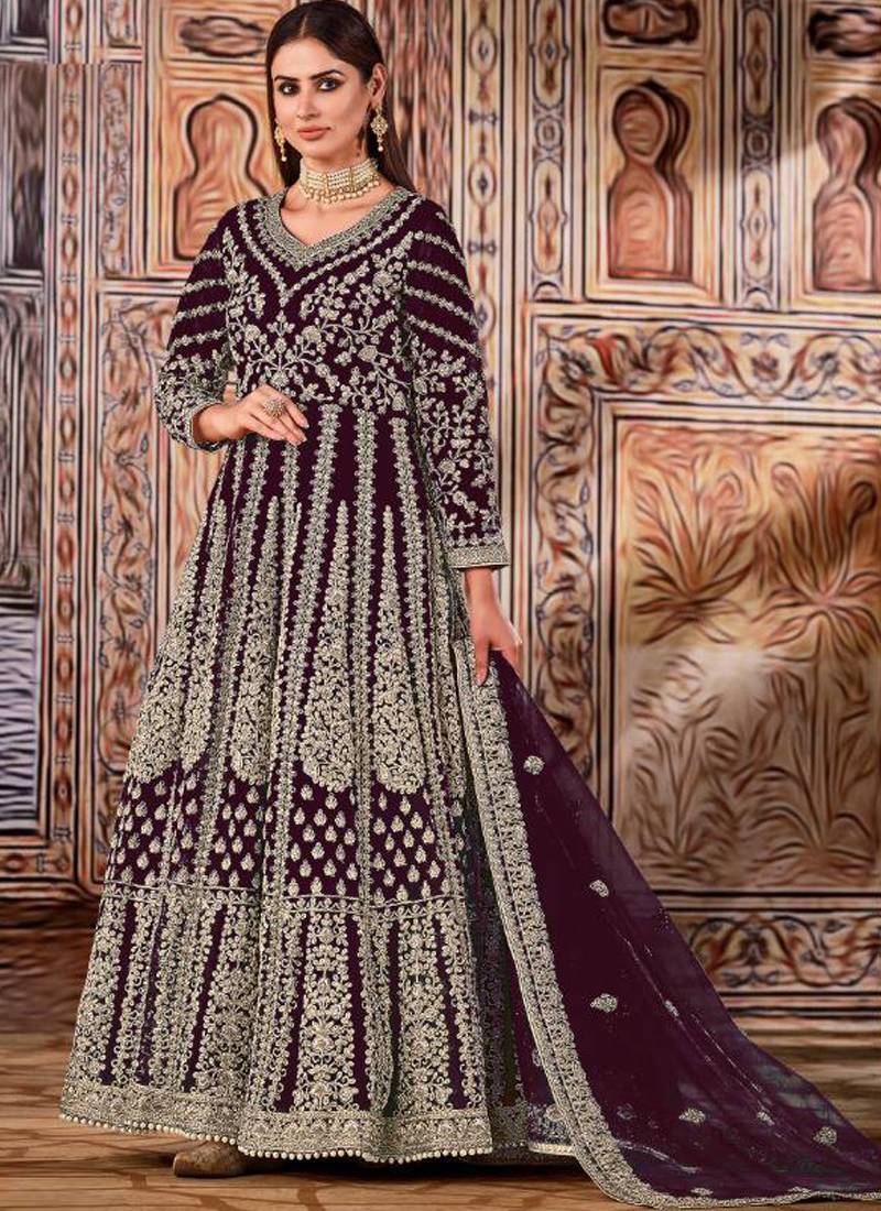 FC 2701 Wine Sequins Work & Embroidery Work Salwar Suitin Peach Butterfly Net. Grab it for ₹3149. Delivery 4-6 Working Days. Shop now. | Jump Suits, Salwar suit, Casual Suits, Creative suits, Designer Suits, Palazzo Suits, Party Wear Suits, Patiala Suits, Straight Suits