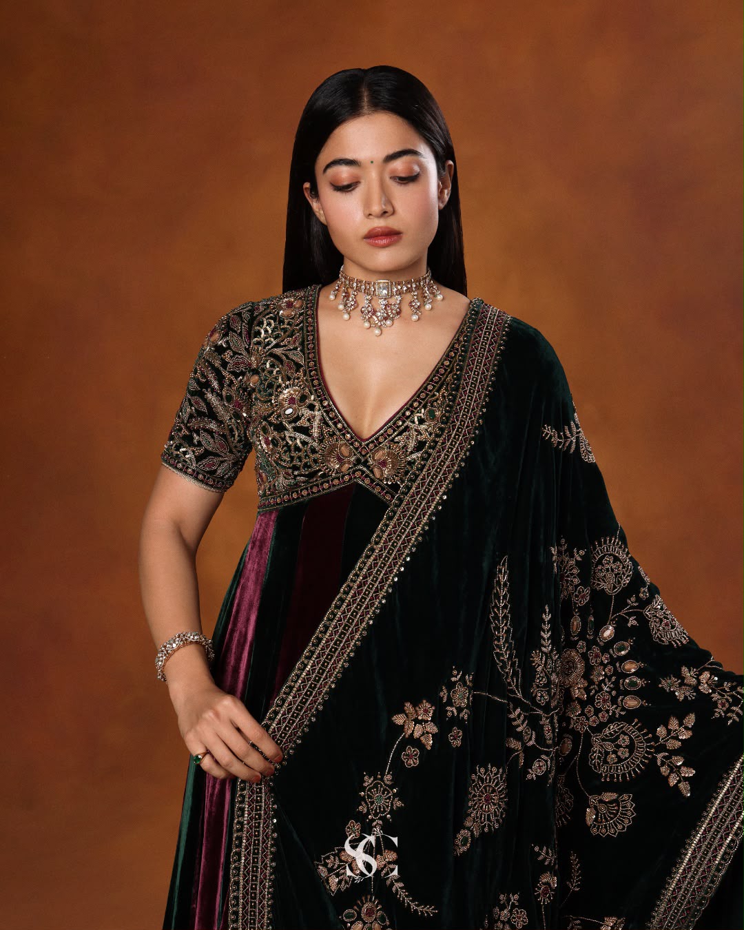 ZC RASHMIKA Maroon Viscose 9000 Velvet Gown Gown with Embroidery Work & Sequins Work. Special Price ₹3099. Delivery 4-6 Working Days. Shop now. | Gowns, Bollywood Gowns, Creative Gowns, Designer Gowns, Embroidered Gowns, Party Wear Gowns