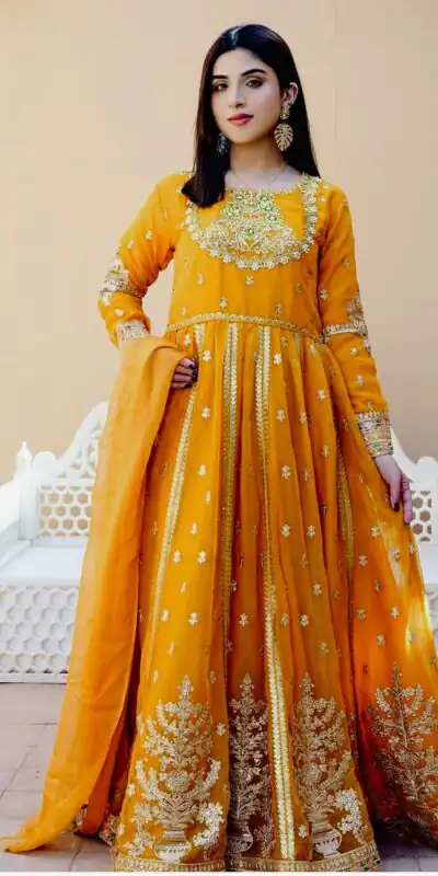 Aglow Yellow Fox Blooming Georgette Sequence Work Gown | Gowns, Bollywood Gowns, Creative Gowns, Designer Gowns, Embroidered Gowns, Party Wear Gowns