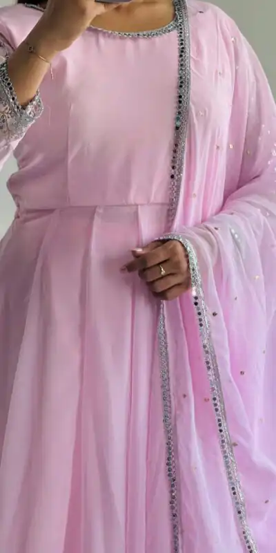Baby Pink Foix Georgette Embroidery Work Anarkali Gown | Gowns, Bollywood Gowns, Creative Gowns, Designer Gowns, Embroidered Gowns, Party Wear Gowns