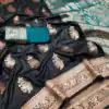 Black Banarasi Silk Zari Lace Work All Over Saree | Sarees, Bollywood Sarees, Creative Sarees, Designer Sarees, Embroidered Sarees, Ethnic Saree, Modern Digital sarees, Party Wear Sarees