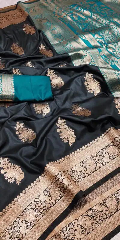 Black Banarasi Silk Zari Lace Work All Over Saree | Sarees, Bollywood Sarees, Creative Sarees, Designer Sarees, Embroidered Sarees, Ethnic Saree, Modern Digital sarees, Party Wear Sarees