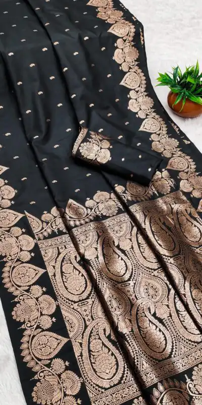 Black Banarasi Silk Zari Work Saree | Sarees, Bollywood Sarees, Creative Sarees, Designer Sarees, Embroidered Sarees, Ethnic Saree, Modern Digital sarees, Party Wear Sarees