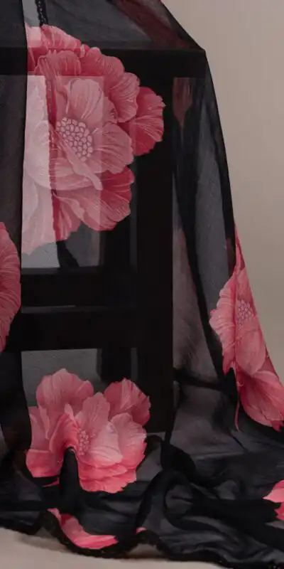 Black Chiffon With Lace Work Saree | Sarees, Bollywood Sarees, Creative Sarees, Designer Sarees, Embroidered Sarees, Ethnic Saree, Modern Digital sarees, Party Wear Sarees