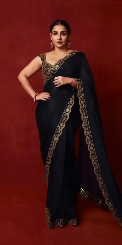 Black Chinno Silk Thread Sequence Work Saree | Sarees, Bollywood Sarees, Creative Sarees, Designer Sarees, Embroidered Sarees, Ethnic Saree, Modern Digital sarees, Party Wear Sarees