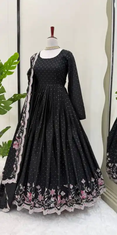 Black Chinon Silk Sequence Work Salwar Suit | Jump Suits, Salwar suit, Casual Suits, Creative suits, Designer Suits, Palazzo Suits, Party Wear Suits, Patiala Suits, Straight Suits