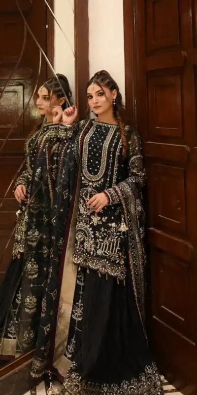 Black Crush Georgette Sequence Work Salwar Suit | Jump Suits, Salwar suit, Casual Suits, Creative suits, Designer Suits, Palazzo Suits, Party Wear Suits, Patiala Suits, Straight Suits