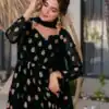 Black Faux Georgette Embroidery Work Gown | Gowns, Bollywood Gowns, Creative Gowns, Designer Gowns, Embroidered Gowns, Party Wear Gowns