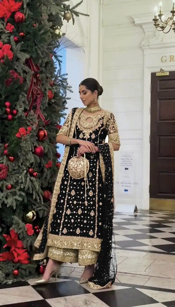 Black Faux Georgette Sequence Work Salwar Suit | Jump Suits, Salwar suit, Casual Suits, Creative suits, Designer Suits, Palazzo Suits, Party Wear Suits, Patiala Suits, Straight Suits