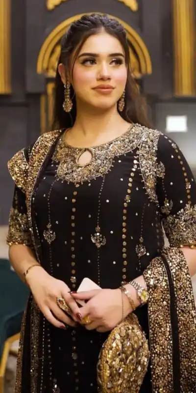 Black Foux Gorgette Lace Work Salwar Suit | Jump Suits, Tops & Bottoms, Track Suits, Salwar suit, Casual Suits, Creative suits, Designer Suits, Palazzo Suits, Party Wear Suits, Patiala Suits, Straight Suits, Trendy Wear