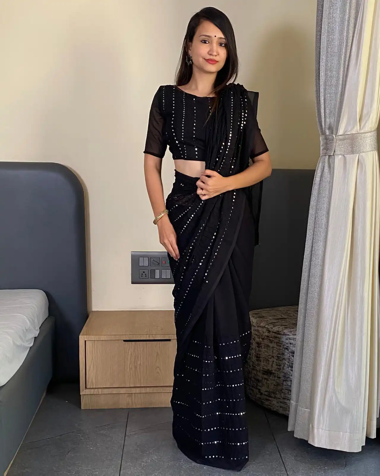 Black Fox Georgette Embroidery Work Saree | Sarees, Bollywood Sarees, Creative Sarees, Designer Sarees, Embroidered Sarees, Ethnic Saree, Modern Digital sarees, Party Wear Sarees