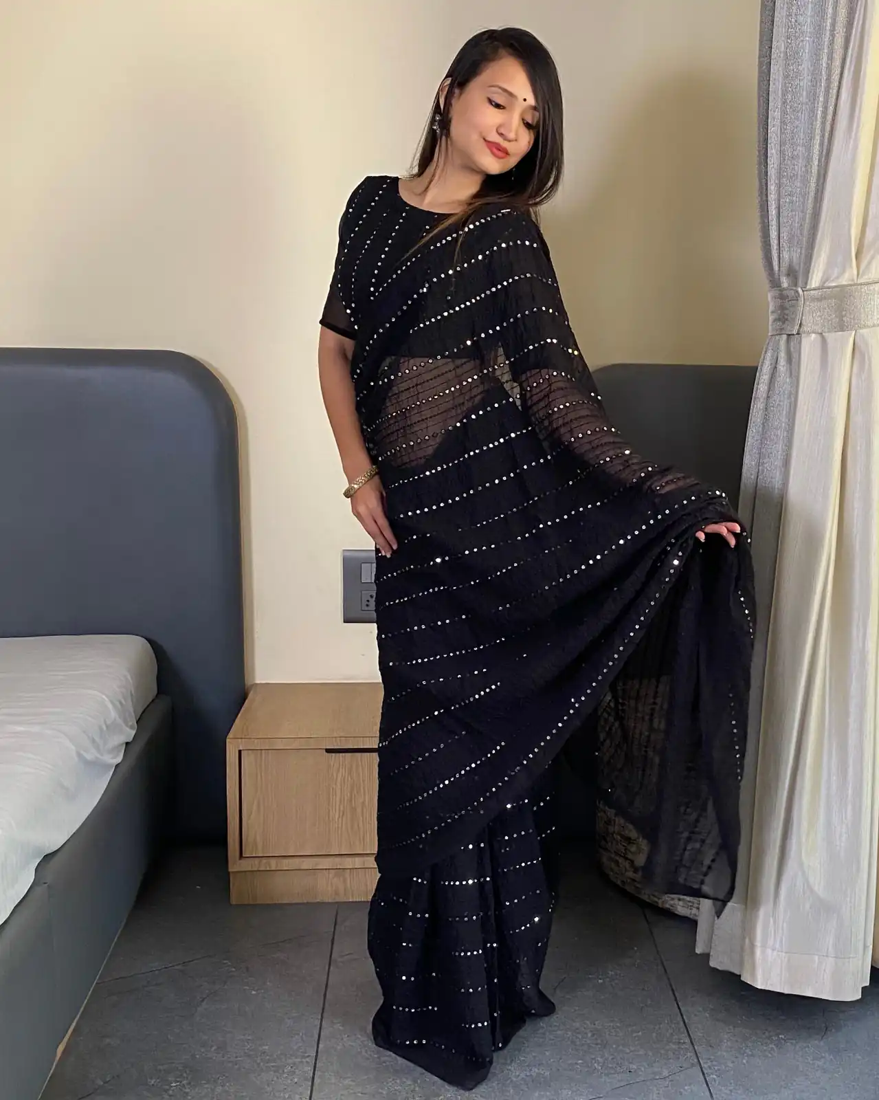 Black Fox Georgette Embroidery Work Saree | Sarees, Bollywood Sarees, Creative Sarees, Designer Sarees, Embroidered Sarees, Ethnic Saree, Modern Digital sarees, Party Wear Sarees