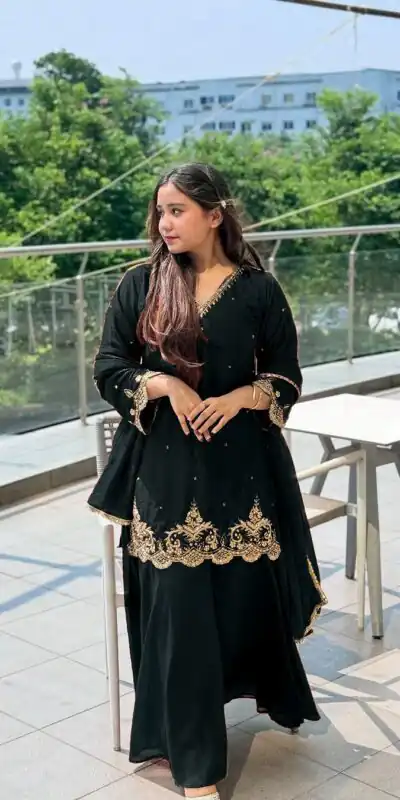 Black Fox Georgette Lace Embroidery Work Salwar Suit | Jump Suits, Salwar suit, Casual Suits, Creative suits, Designer Suits, Palazzo Suits, Party Wear Suits, Patiala Suits, Straight Suits