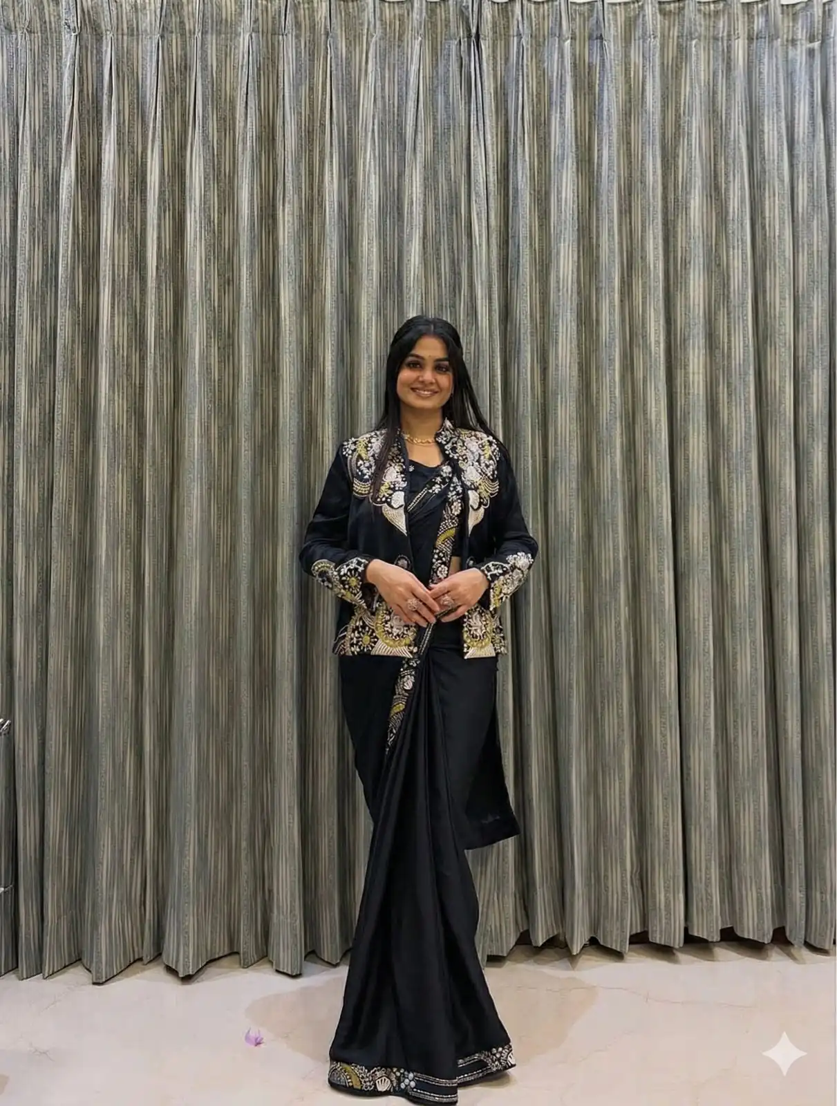 Black French Crape Embroidery Work Saree | Sarees, Bollywood Sarees, Creative Sarees, Designer Sarees, Embroidered Sarees, Ethnic Saree, Modern Digital sarees, Party Wear Sarees
