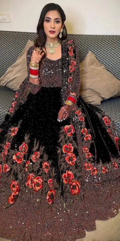 Black Georgette Embroidery Stone Work Gown | Gowns, Bollywood Gowns, Creative Gowns, Designer Gowns, Embroidered Gowns, Party Wear Gowns