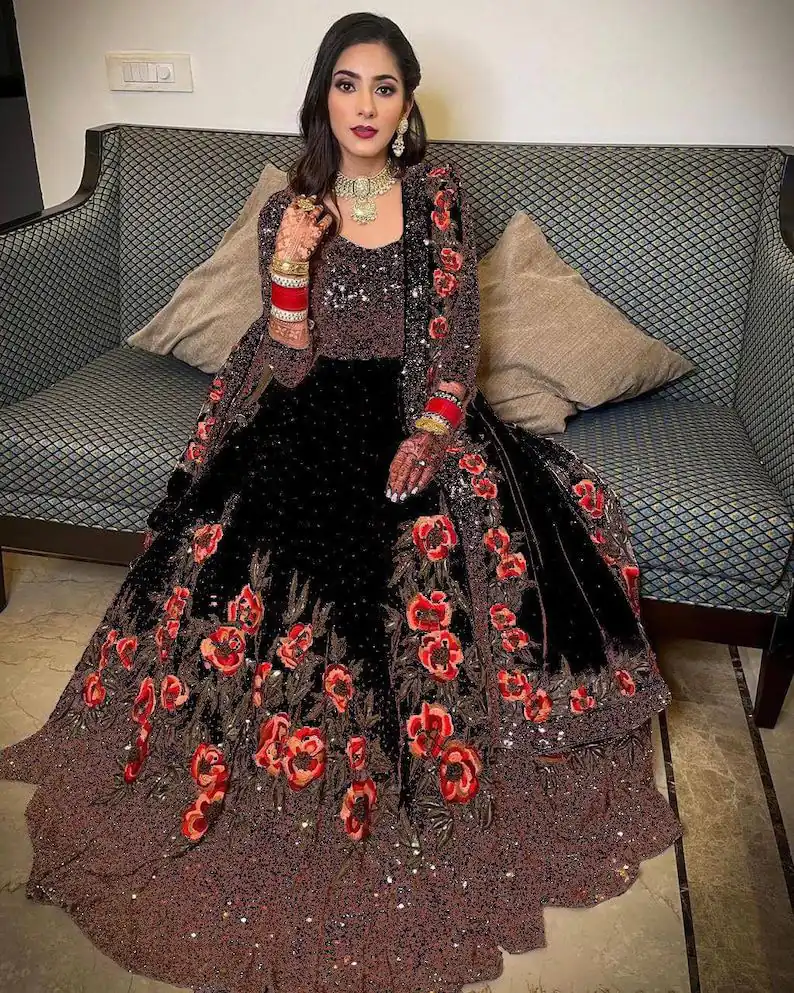 Black Georgette Embroidery Stone Work Gown | Gowns, Bollywood Gowns, Creative Gowns, Designer Gowns, Embroidered Gowns, Party Wear Gowns