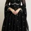 Black Georgette Embroidery Work Gown | Gowns, Bollywood Gowns, Creative Gowns, Designer Gowns, Embroidered Gowns, Party Wear Gowns