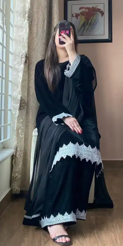 Black Georgette Lace Embroidery Work Salwar Suit | Jump Suits, Salwar suit, Casual Suits, Creative suits, Designer Suits, Palazzo Suits, Party Wear Suits, Patiala Suits, Straight Suits