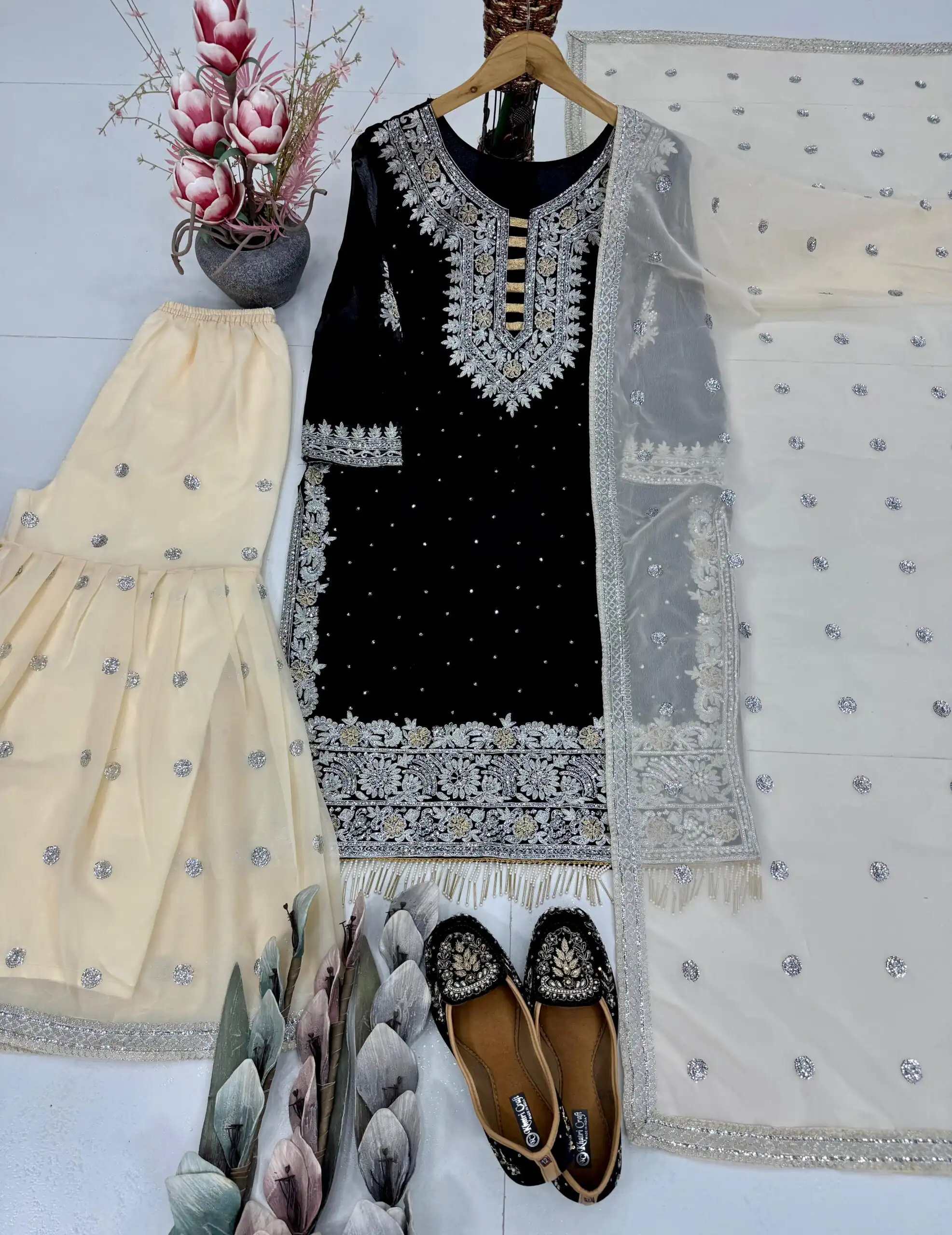 Black Georgette Lace Work Salwar Suit | Jump Suits, Salwar suit, Casual Suits, Creative suits, Designer Suits, Palazzo Suits, Party Wear Suits, Patiala Suits, Straight Suits