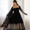Black Georgette Multi Thread Work Gown | Jump Suits, Salwar suit, Casual Suits, Creative suits, Designer Suits, Palazzo Suits, Party Wear Suits, Patiala Suits, Straight Suits