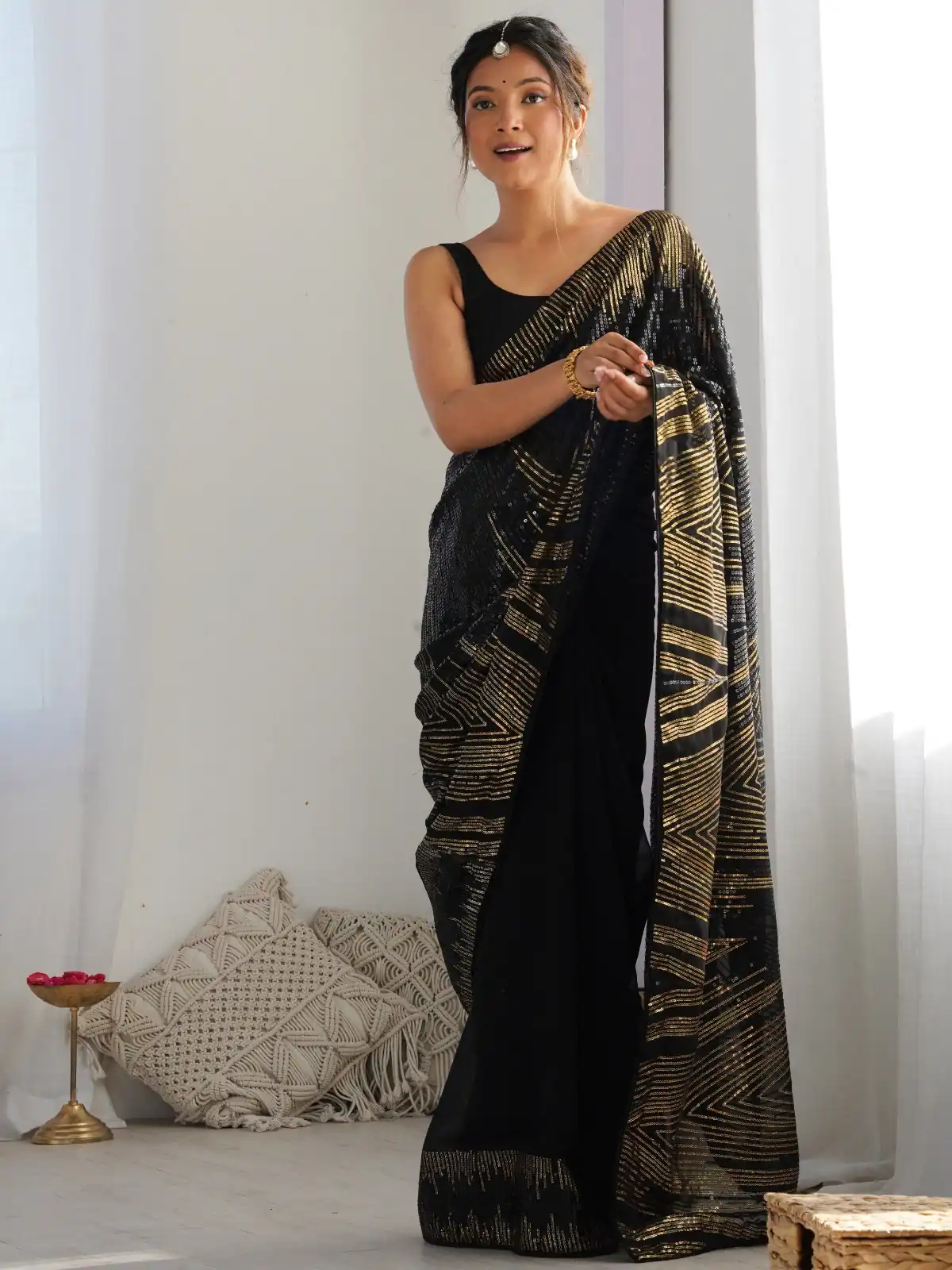 Black Georgette Sequence Lace Work Saree | Sarees, Bollywood Sarees, Creative Sarees, Designer Sarees, Embroidered Sarees, Ethnic Saree, Modern Digital sarees, Party Wear Sarees