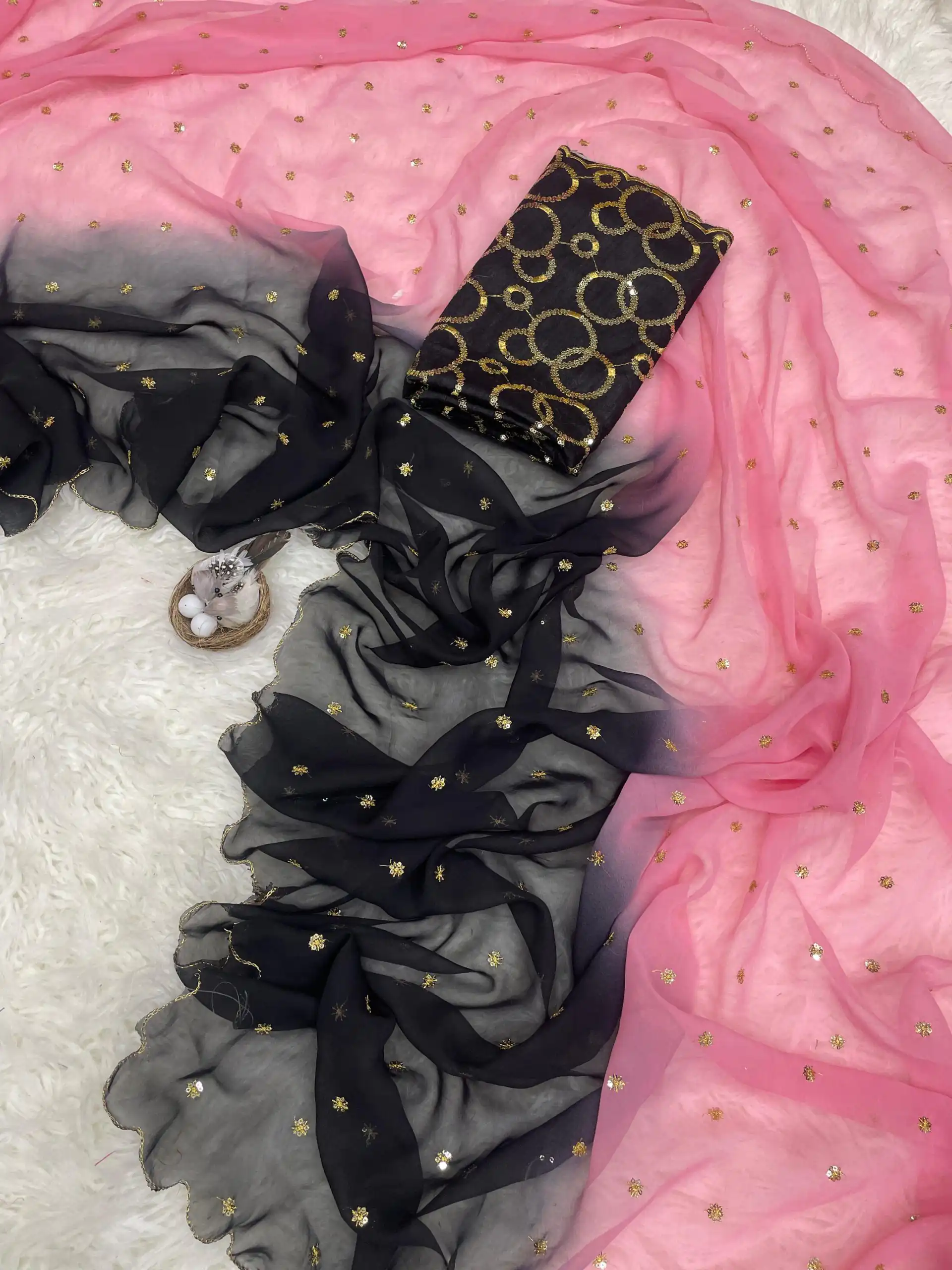 Black Georgette Sequence Worked Butti Saree | Sarees, Bollywood Sarees, Creative Sarees, Designer Sarees, Embroidered Sarees, Ethnic Saree, Modern Digital sarees, Party Wear Sarees