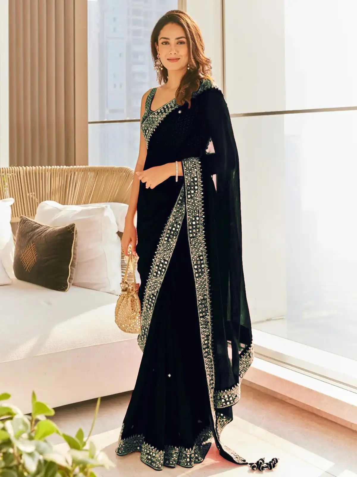 Black Georgette Thread Sequence Work Saree | Sarees, Bollywood Sarees, Creative Sarees, Designer Sarees, Embroidered Sarees, Ethnic Saree, Modern Digital sarees, Party Wear Sarees