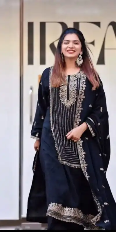 Black Georgette With Embroidery Work Salwar Suit | Jump Suits, Salwar suit, Casual Suits, Creative suits, Designer Suits, Palazzo Suits, Party Wear Suits, Patiala Suits, Straight Suits